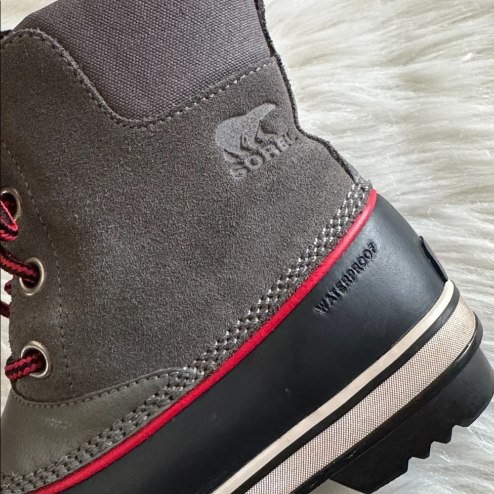 Sorel Big Kids Boys Slimpck Lace Waterproof Winter Snow Gray & Black Boots 4